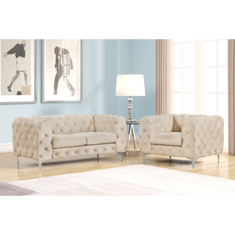 USLivings 2 Piece Velvet Living Room Set Wayfair Canada